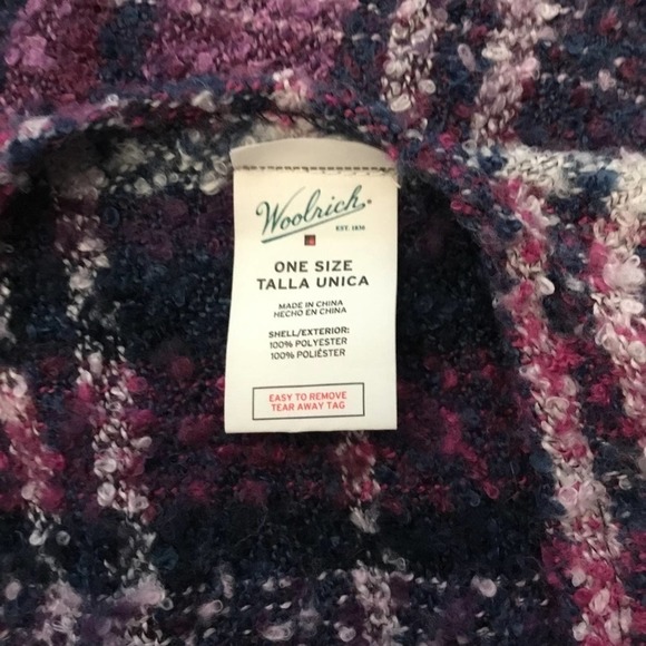 Woolrich Plaid Cozy Blanket Wrap With Fringe Trim OS - Picture 6 of 7